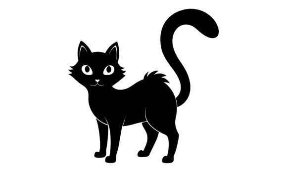 Black Cat Cartoon Illustration
