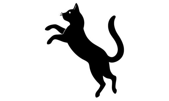 Black Cat Jumping Silhouette Vector