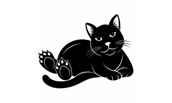 Black Cat Lying Down Silhouette