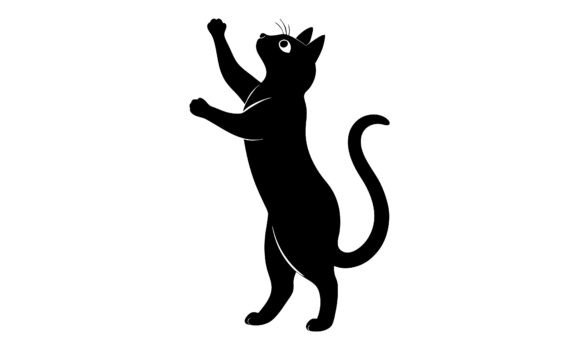 Black Cat Reaching Upward Silhouette
