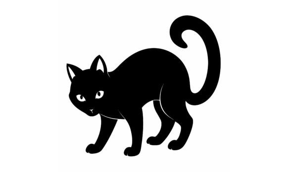 Black Cat Silhouette Design Vector