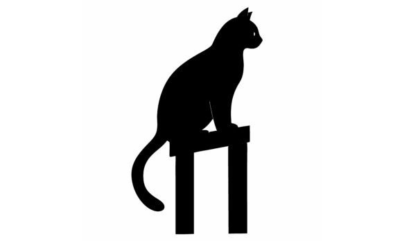Black Cat Silhouette on a Small