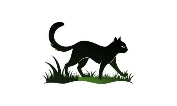 Black Cat Silhouette Walking Through
