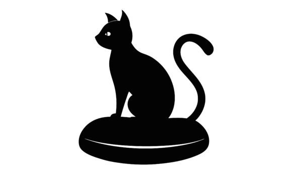 Black Cat Sitting on a Pillow