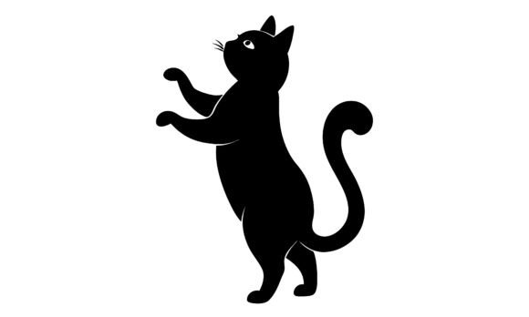 Black Cat Standing Up Vector