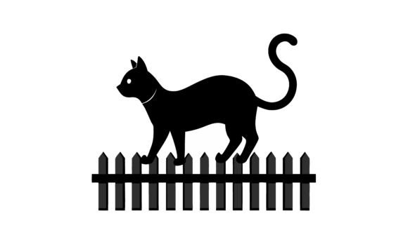 Black Cat Walking on Fence