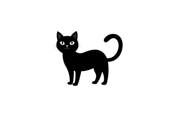 Cat Black Vector Illustration Clip Art O