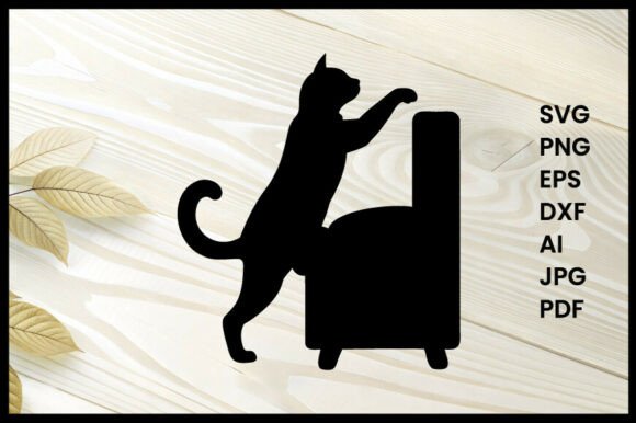 Cat Scratching Furniture Silhouette