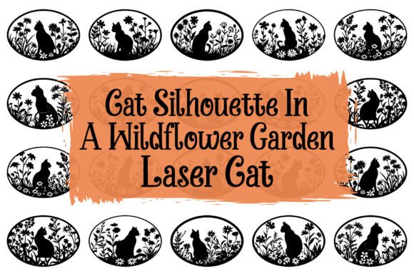 Cat Silhouettes in Wildflower Garden