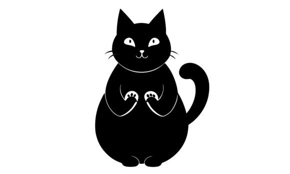Cute Black Cat Silhouette Vector