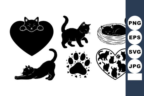 Cute Black Cat Valentine Set