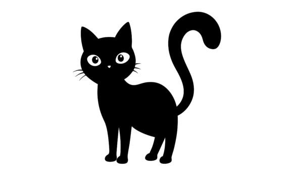 Cute Black Cat Vector Illustration
