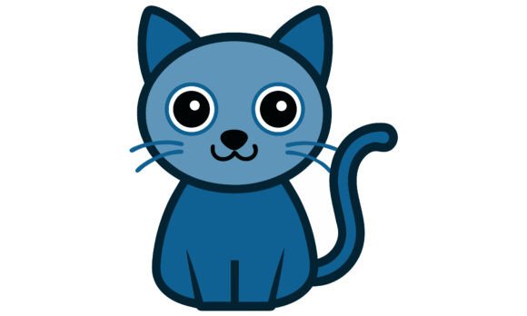Cute Blue Cat Vector Illustration