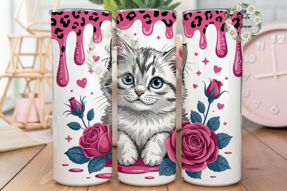 Cute Cat Roses 20oz Tumbler Wrap