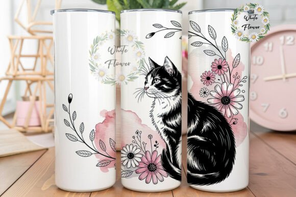 Floral Cat 20oz Tumbler Wrap