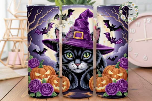 Halloween Black Cat 20oz Tumbler Wrap