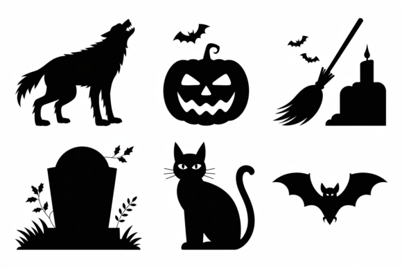 Halloween Black Cat Pumpkin Wolf