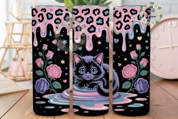 Kawaii Black Cat 20oz Tumbler Wrap