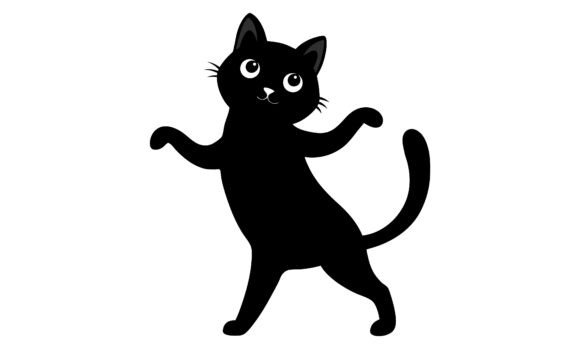 Playful Black Cat Cartoon Vector