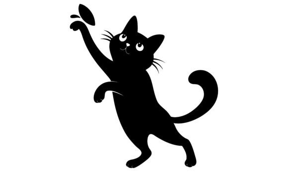 Playful Black Cat Chasing a Butterfly