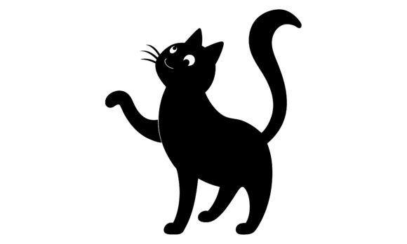 Playful Black Cat Vector Illustration