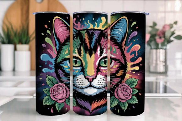 Psychedelic Cat 20oz Tumbler Wrap