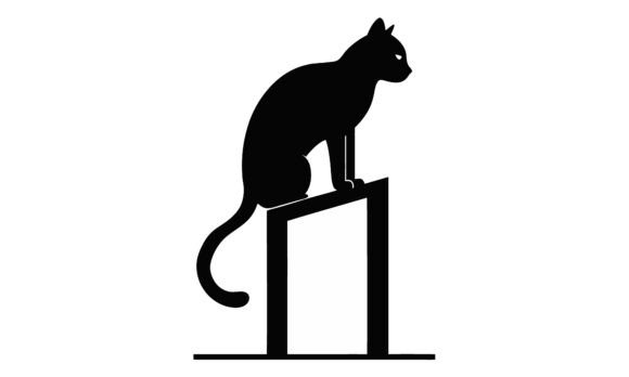 Silhouette Black Cat Perched