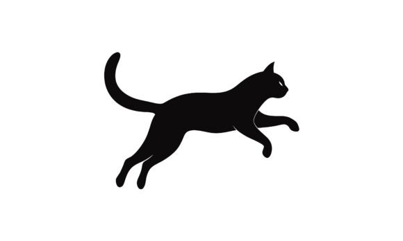 Silhouette of a Black Cat Jumping