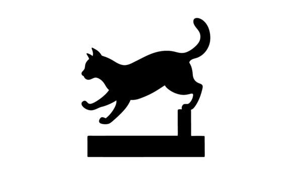 Silhouette of Cat Leaping over Obstacle