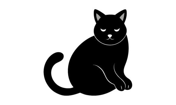 Simple Black Cat Sitting