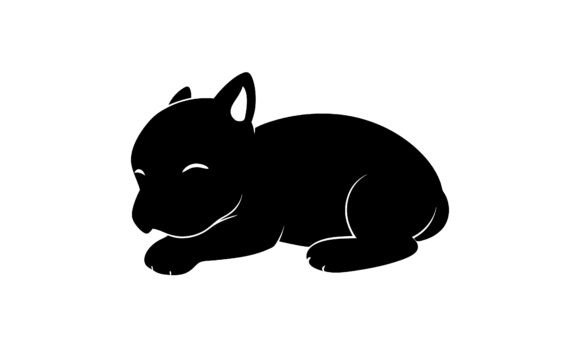 Sleeping Black Kitten Silhouette