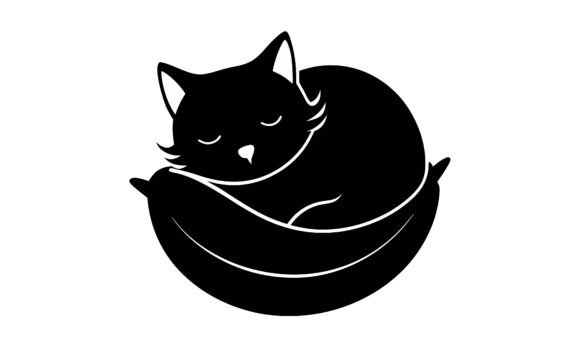 Sleeping Cat Curled Up in a Crescent
