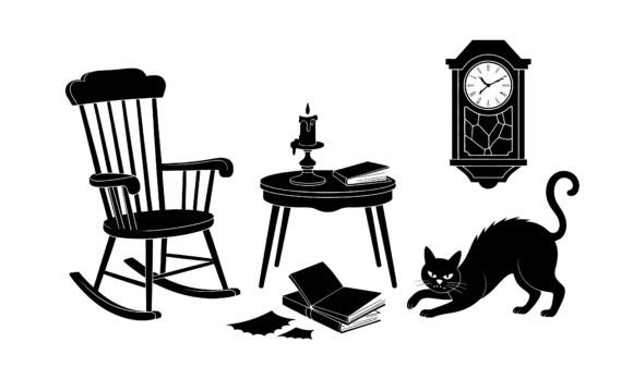 Spooky Black Cat Halloween Scene